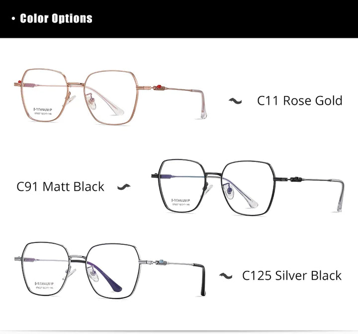 Ralferty Women's Full Rim Polygon Titanium Eyeglasses R6227 Full Rim Ralferty