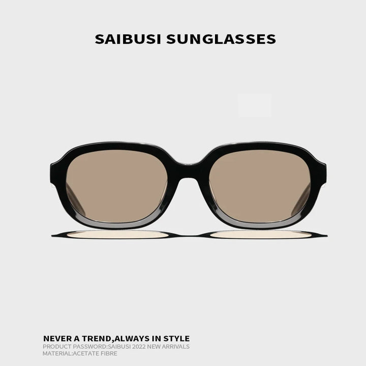 Hewei Unisex Full Rim Oval Acetate Sunglasses 0011 Sunglasses Hewei