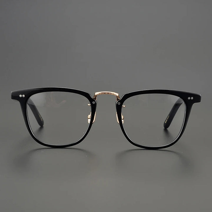 Black Mask Unisex Full Rim Square Acetate Eyeglasses C432 Full Rim Black Mask Black-Gold