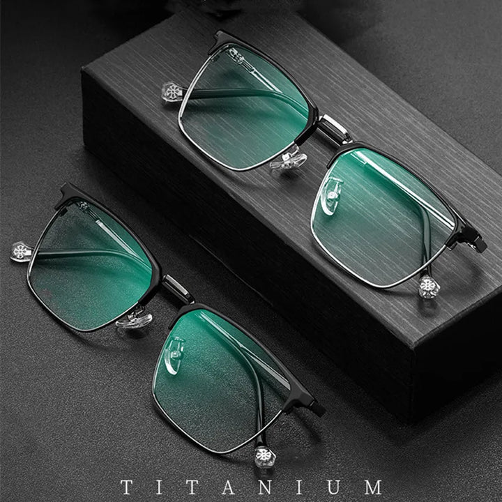 Kocolior Unisex Full Rim Square Titanium Alloy Hyperopic Reading Glasses 8628 Reading Glasses Kocolior