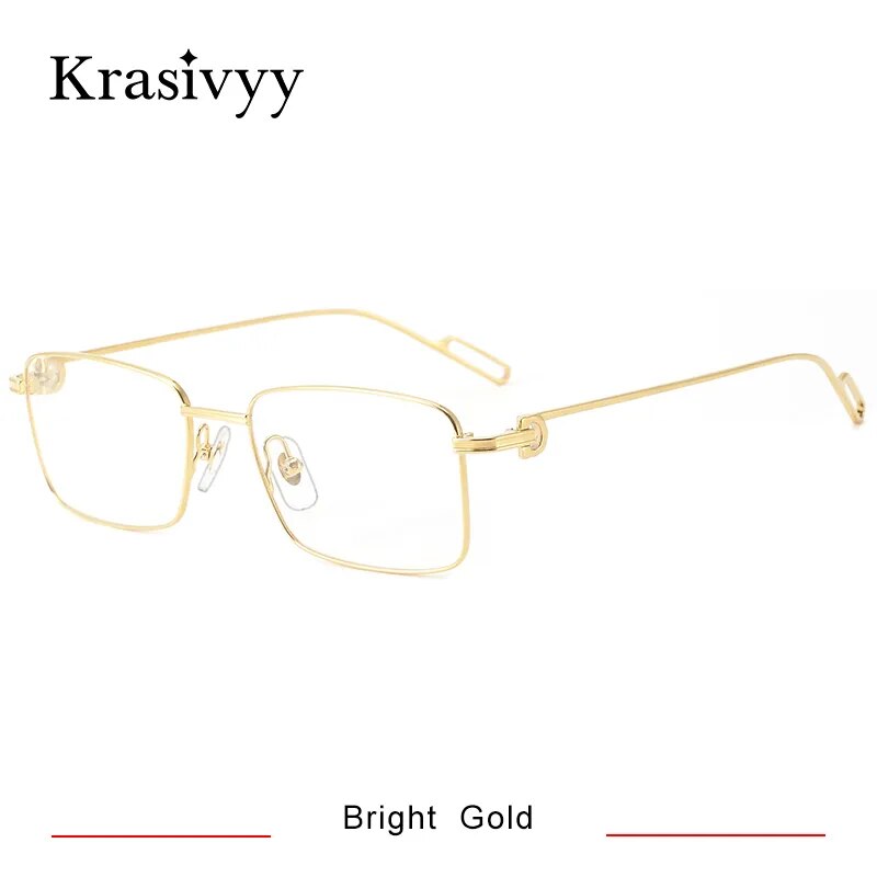 Krasivyy Men's Full Rim Square Titanium Eyeglasses Kr02190 Full Rim Krasivyy Bright  Gold CN 