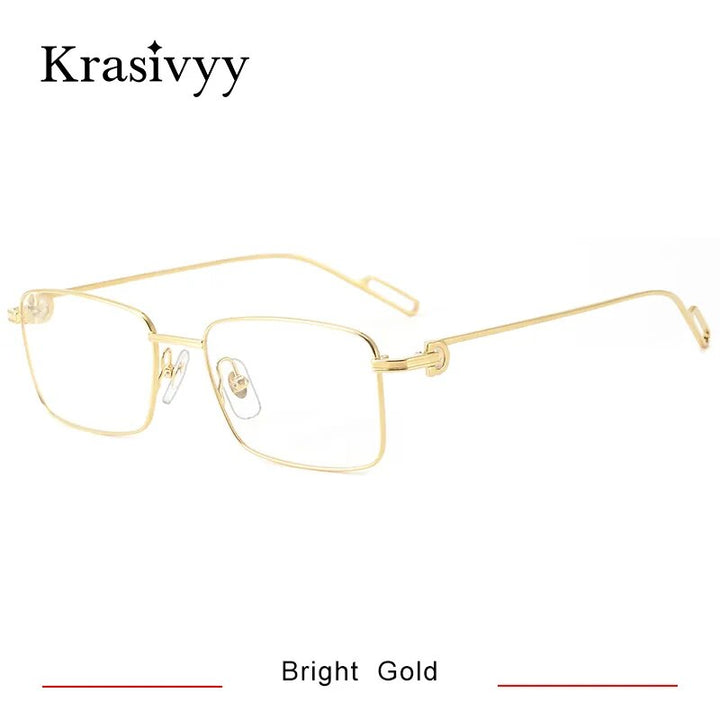 Krasivyy Men's Full Rim Square Titanium Eyeglasses Kr02190 Full Rim Krasivyy Bright  Gold CN 