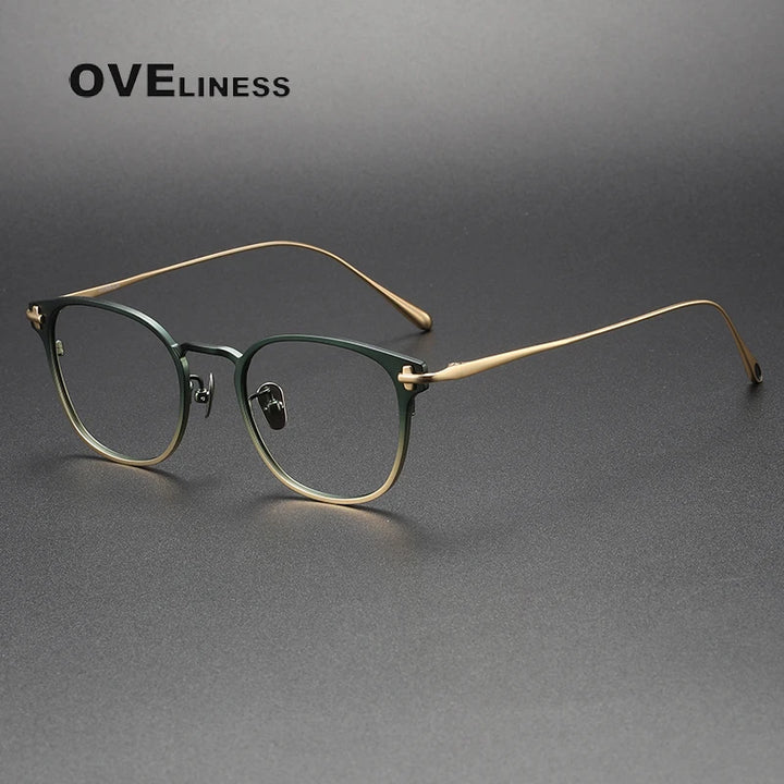 Oveliness Unisex Full Rim Square Titanium Eyeglasses 5021 Full Rim Oveliness green gold  