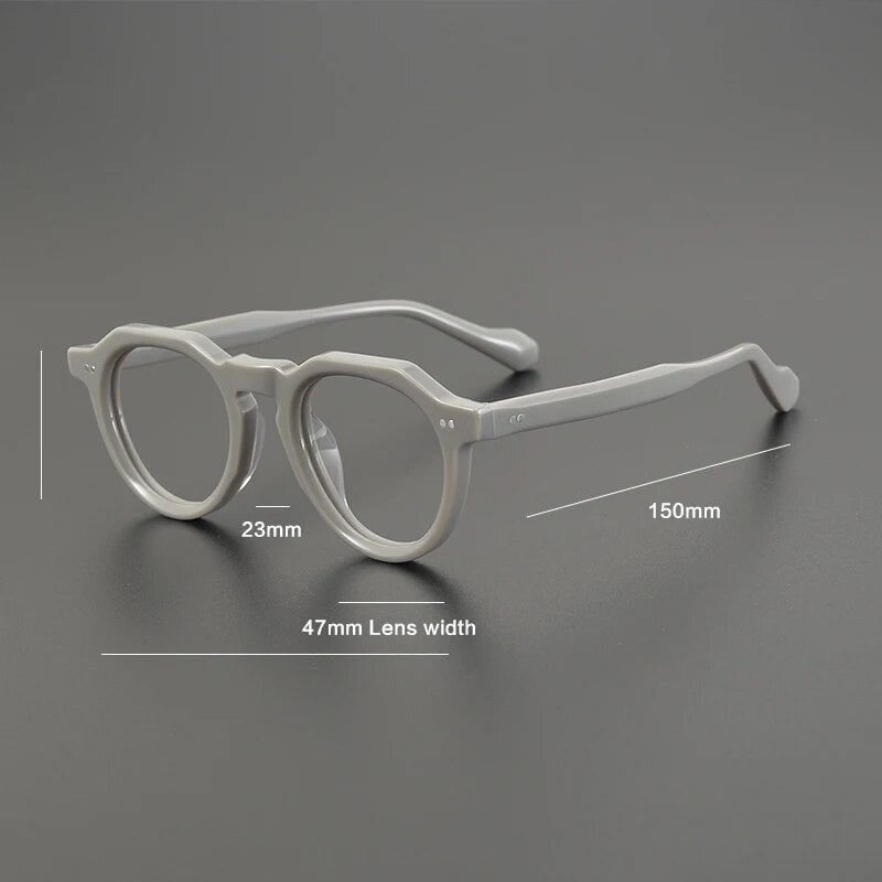 Gatenac Unisex Full Rim Flat Top Round Acetate Eyeglasses Gxyj1141 Full Rim Gatenac