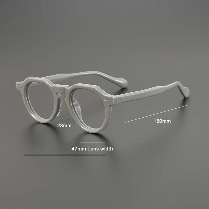 Gatenac Unisex Full Rim Flat Top Round Acetate Eyeglasses Gxyj1141 Full Rim Gatenac