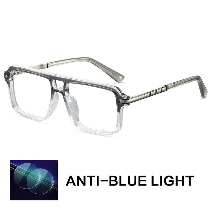 Gatenac Unisex Full Rim Square Double Bridge Tr 90 Titanium Reading Glasses G84004