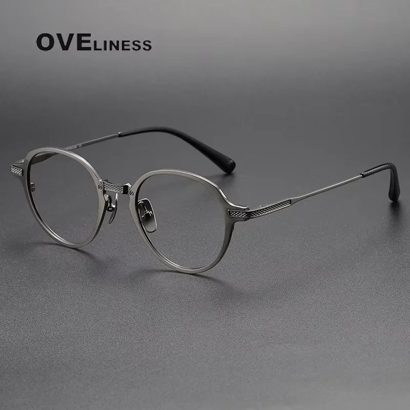Oveliness Unisex Full Rim Round Acetate Titanium Eyeglasses 212426