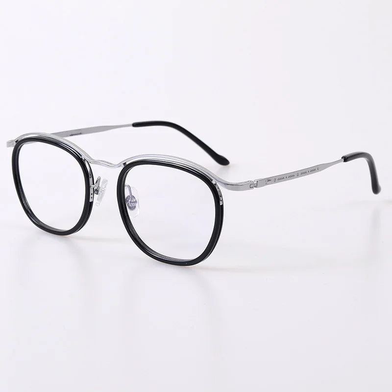 Black Mask Unisex Full Rim Square Acetate Titanium Eyeglasses 95912