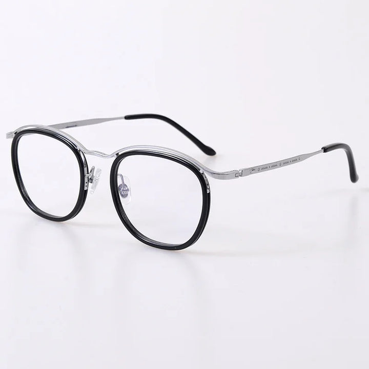 Black Mask Unisex Full Rim Square Acetate Titanium Eyeglasses 95912