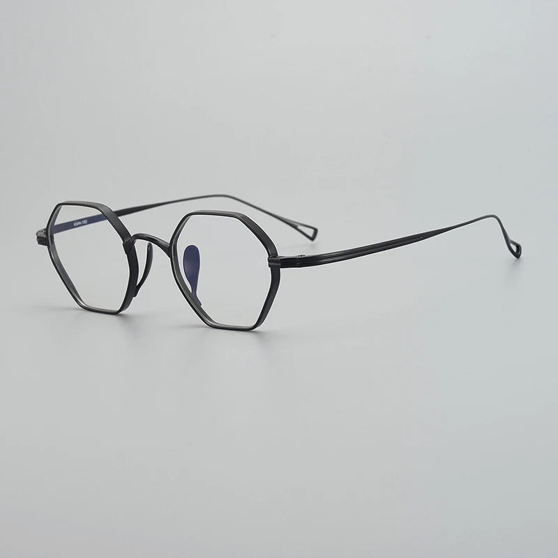 Gatenac Unisex Full Rim Small Polygon Titanium Glasses Gxyj1451 Full Rim Gatenac Black