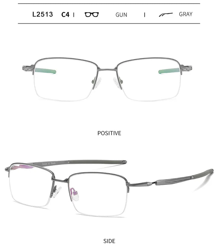 Handoer Unisex Semi Rim Square Alloy Acetate Eyeglasses 952181 Semi Rim Handoer C4