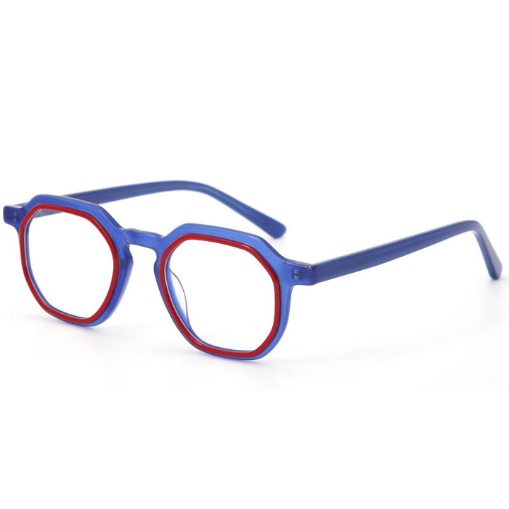 Muzz Unisex Full Rim Flat Top Round Acetate Eyeglasses 015 Full Rim Muzz C4