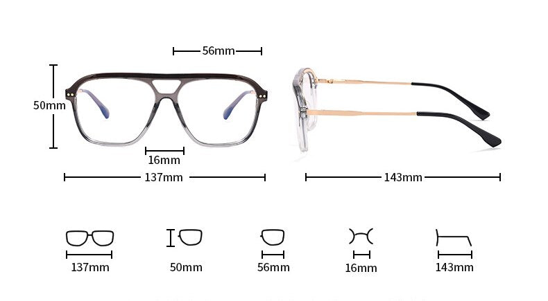 CCspace Unisex Full Rim Square Double Bridge Tr 90 Titanium Eyeglasses 56714 Full Rim CCspace