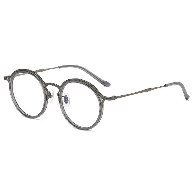 Gatenac Unisex Full Rim Round Titanium Eyeglasses Gxyj1019 Full Rim Gatenac Gray