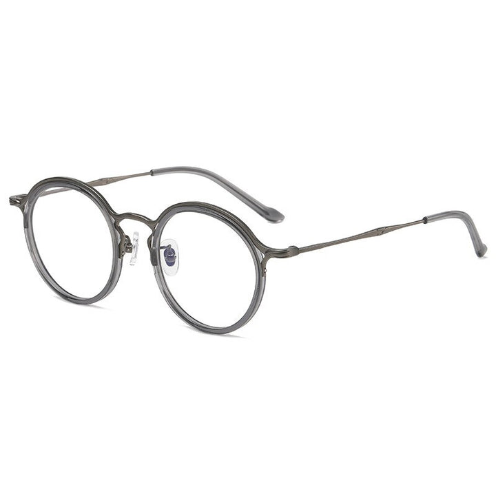 Gatenac Unisex Full Rim Round Titanium Eyeglasses Gxyj1019 Full Rim Gatenac Gray