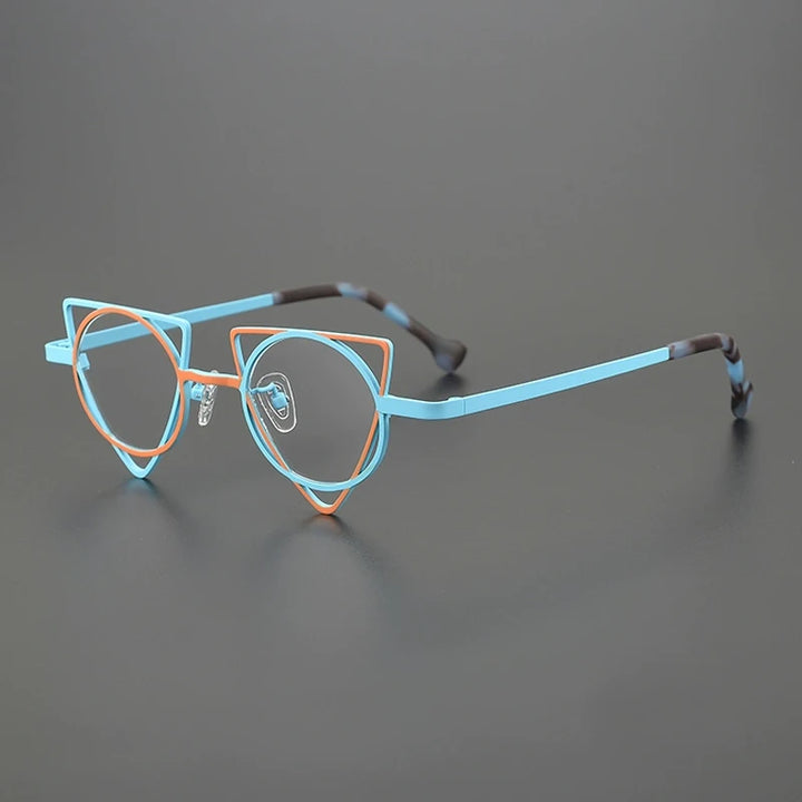 Gatenac Women's Full Rim Round Triangle Titanium Eyeglasses Gxyj85859