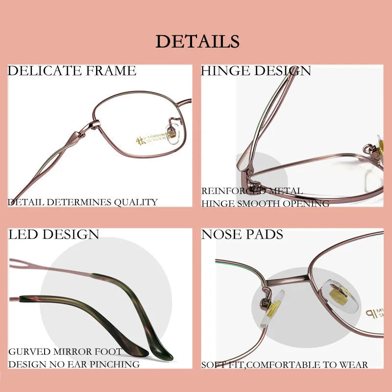 Kocolior Women's Full Rim Rectangle Titanium Hyperopic Reading Glasses 3520x Reading Glasses Kocolior
