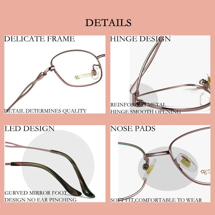 Kocolior Women's Full Rim Rectangle Titanium Hyperopic Reading Glasses 3520x Reading Glasses Kocolior