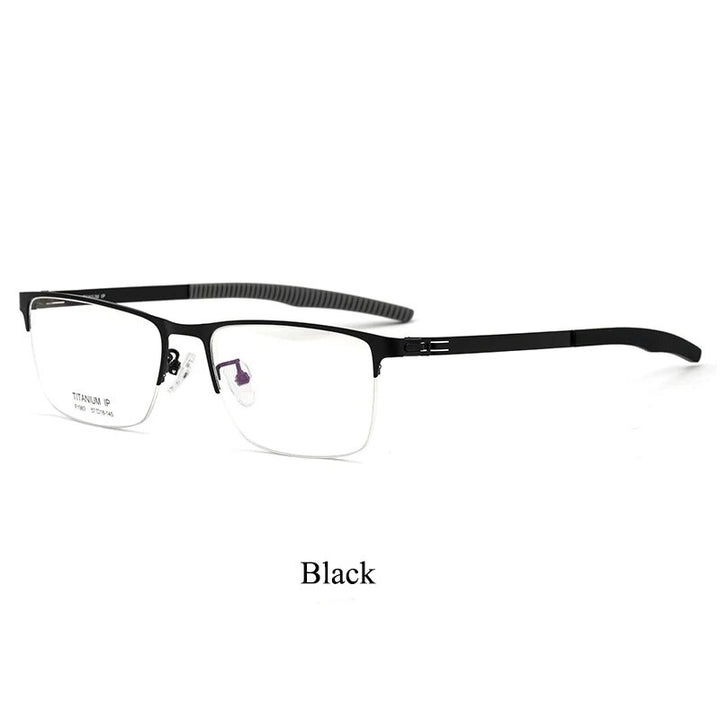 Bclear Unisex Semi Rim Square Titanium Eyeglasses Bsf1983 Semi Rim Bclear black