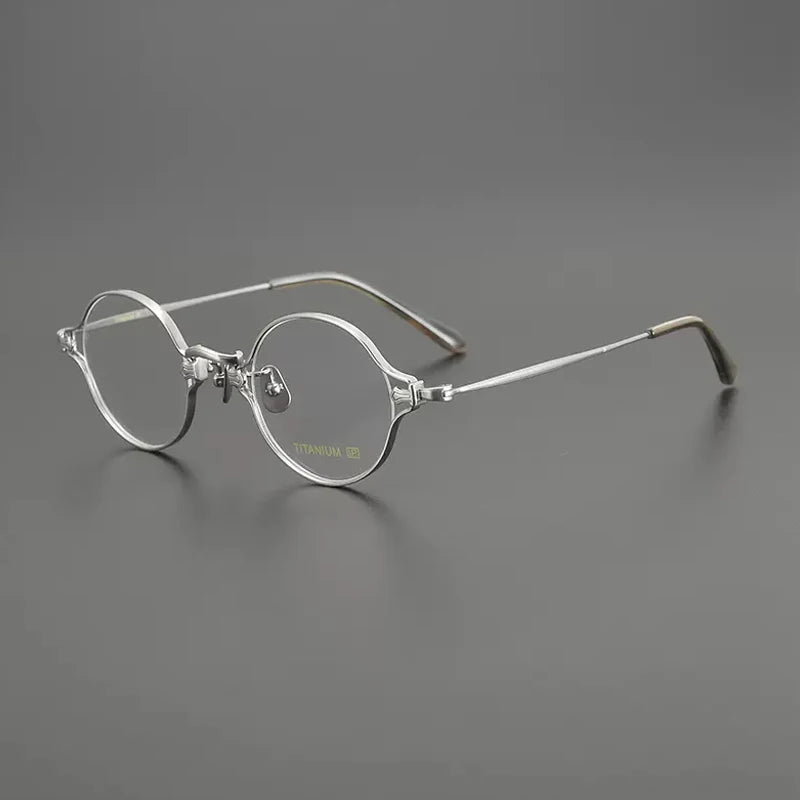 Gatenac Unisex Full Rim Round Titanium Eyeglasses Gxyj1198 Full Rim Gatenac Silver