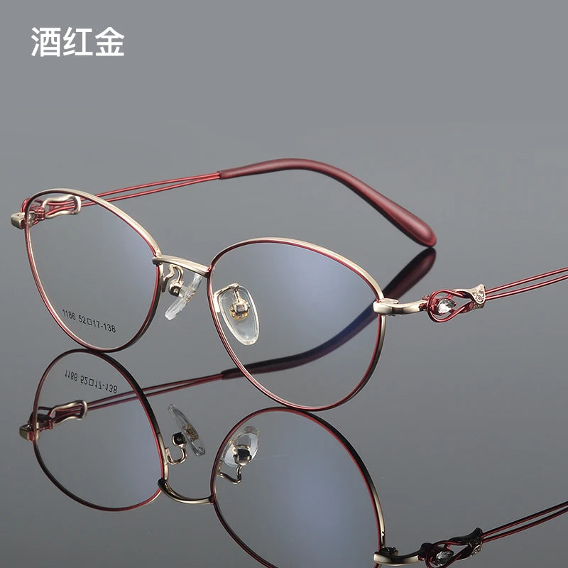 Bclear Women's Full Rim Oval Cat Eye Alloy Eyeglasses 61186