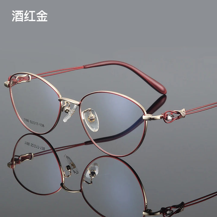 Bclear Women's Full Rim Oval Cat Eye Alloy Eyeglasses 61186