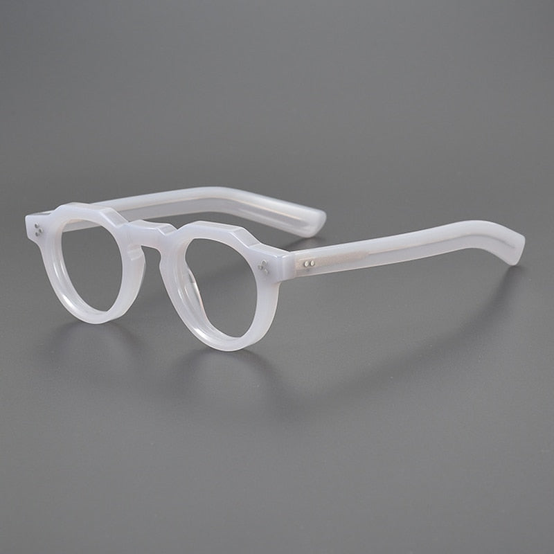 Gatenac Unisex Full Rim Flat Top Round Acetate Eyeglasses Gxyj1054 Full Rim Gatenac Gray