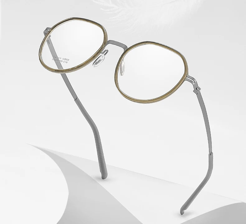 Reven Jate Unisex Full Rim Round Titanium Eyeglasses 2608 Full Rim Reven Jate