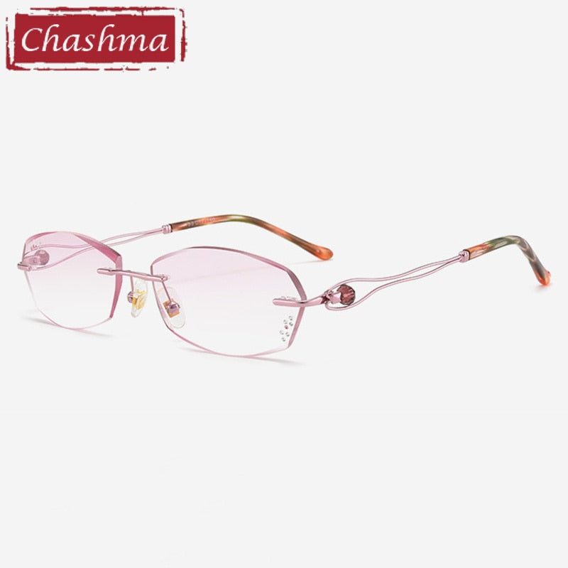 Chashma Women's Rimless Oval Titanium Eyeglasses 2267 Rimless Chashma Pink