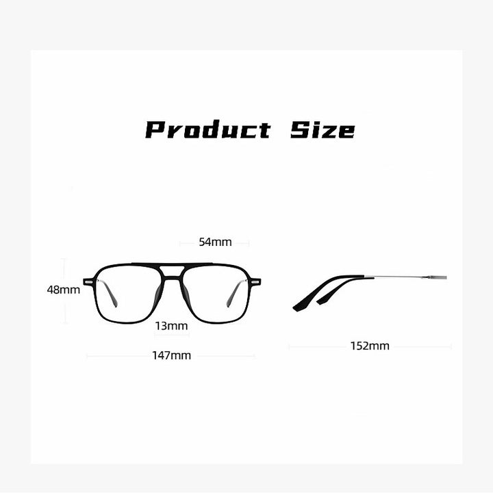 Yimaruili Unisex Full Rim Square Double Bridge Tr 90 Titanium Eyeglasses 98008f Full Rim Yimaruili Eyeglasses