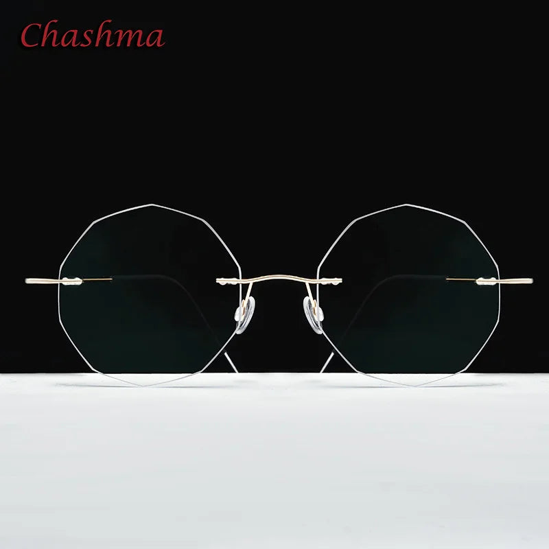 Chashma Ochki Unisex Rimless Cat Eye 2g Titanium Eyeglasses 003 Rimless Chashma Ochki Shape G