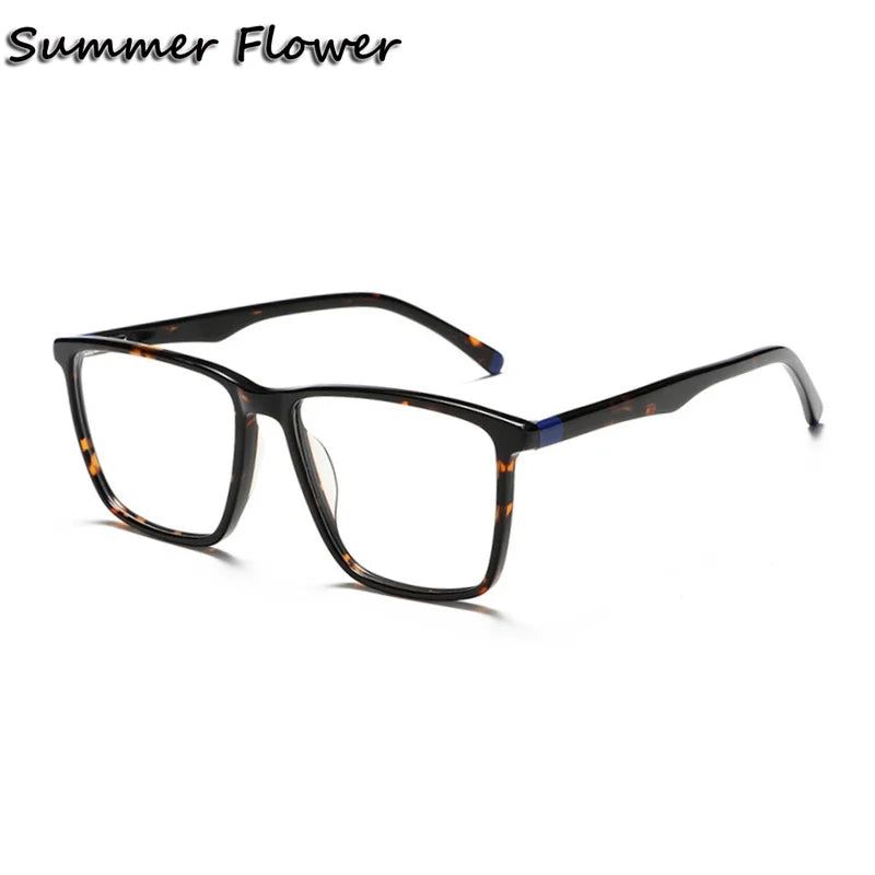 Summer Flower Men's Full Rim Square Acetate Eyeglasses 81003 Full Rim Summer Flower Demi