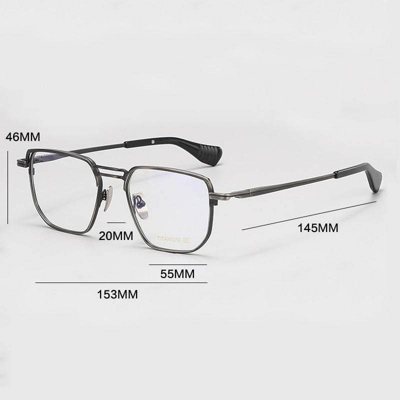 Gatenac Unisex Full Rim Big Square Double Bridge Titanium Eyeglasses Gxyj1068 Full Rim Gatenac