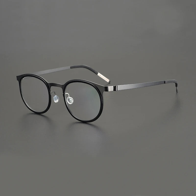Black Mask Women's Full Rim Round Acetate Titanium Eyeglasses 199704