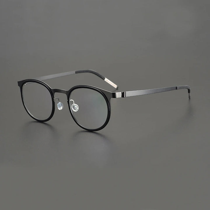 Black Mask Women's Full Rim Round Acetate Titanium Eyeglasses 199704