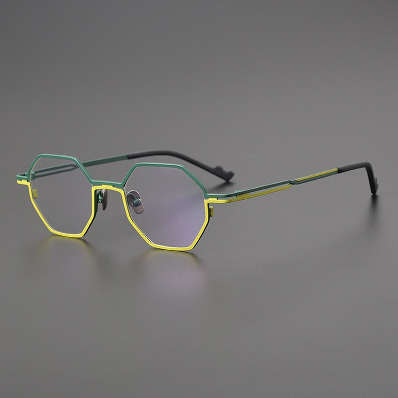 Gatenac Unisex Full Rim Polygon Square Titanium Eyeglasses Gxyj1034 Full Rim Gatenac