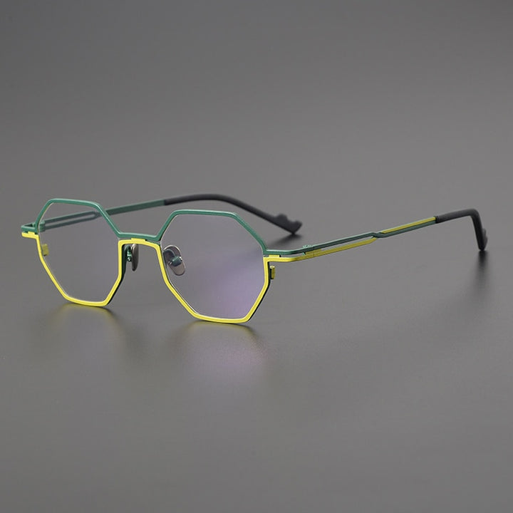 Gatenac Unisex Full Rim Polygon Square Titanium Eyeglasses Gxyj1034 Full Rim Gatenac