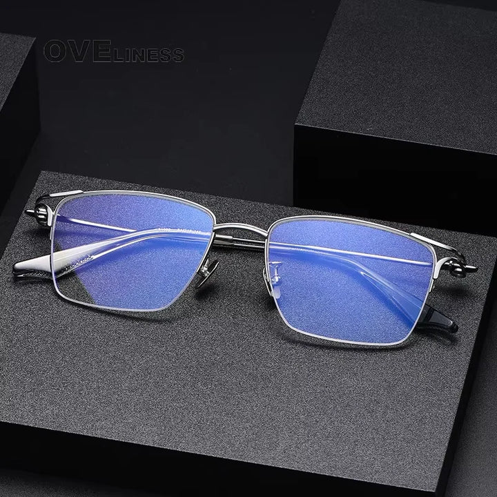 Oveliness Unisex Semi Rim Square Titanium Acetate Eyeglasses 81002 Semi Rim Oveliness