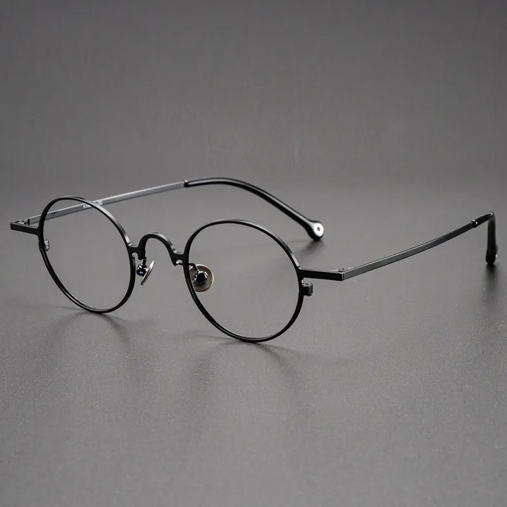 Kocolior Unisex Full Rim Small Round Titanium Hyperopic Reading Glasses K080 Reading Glasses Kocolior Black 0