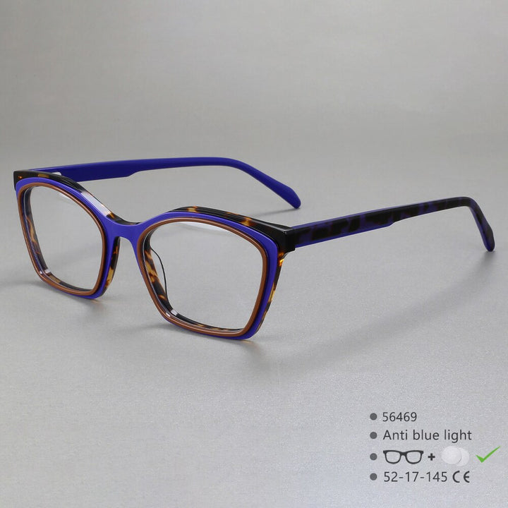 CCspace Women's Full Rim Square Acetate Eyeglasses 56469 Full Rim CCspace C3BrownPurple