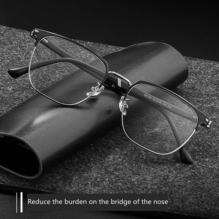 Kocolior Unisex Full Rim Square Titanium Alloy Hyperopic Reading Glasses 6120 Reading Glasses Kocolior