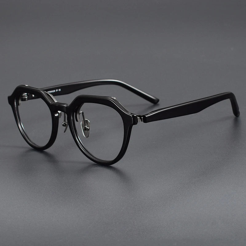 Muzz Unisex Full Rim Flat Top Oval Acetate Titanium Flip Up Eyeglasses 85257 Full Rim Muzz C1