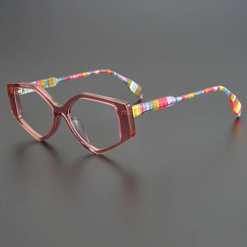 Nobler Unisex Full Rim Irregular Oval Cat Eye Acetate Eyeglasses 19256 Full Rim Nobler C1