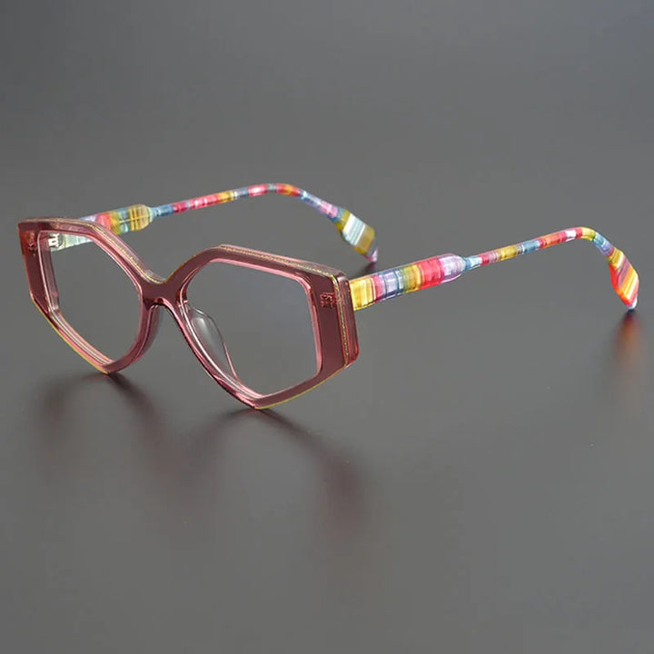 Nobler Unisex Full Rim Irregular Oval Cat Eye Acetate Eyeglasses 19256 Full Rim Nobler C1