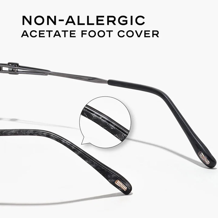 Hdcrafter Unisex Rimless Polygon Square Titanium Eyeglasses 26221 Rimless Hdcrafter Eyeglasses