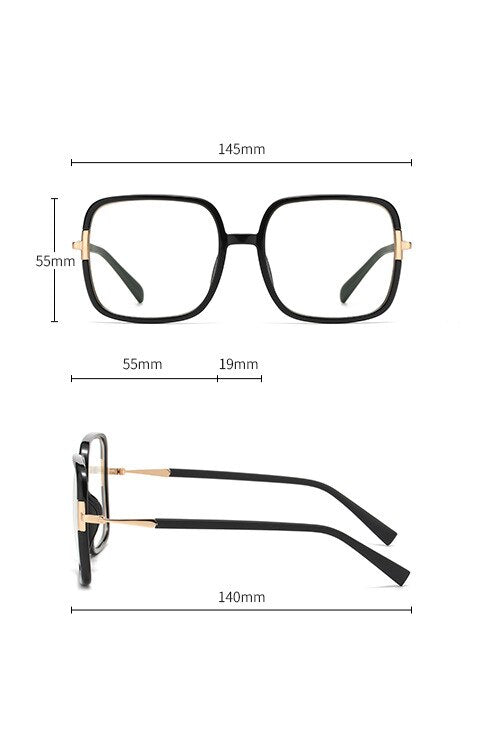 CCspace Unisex Full Rim Large Square Tr 90 Titanium Eyeglasses 56314 Full Rim CCspace