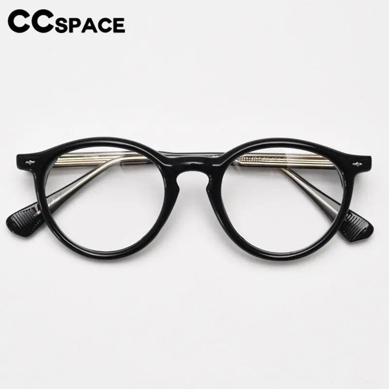 CCspace Unisex Full Rim Round Tr 90 Titanium Eyeglasses 57022 Full Rim CCspace