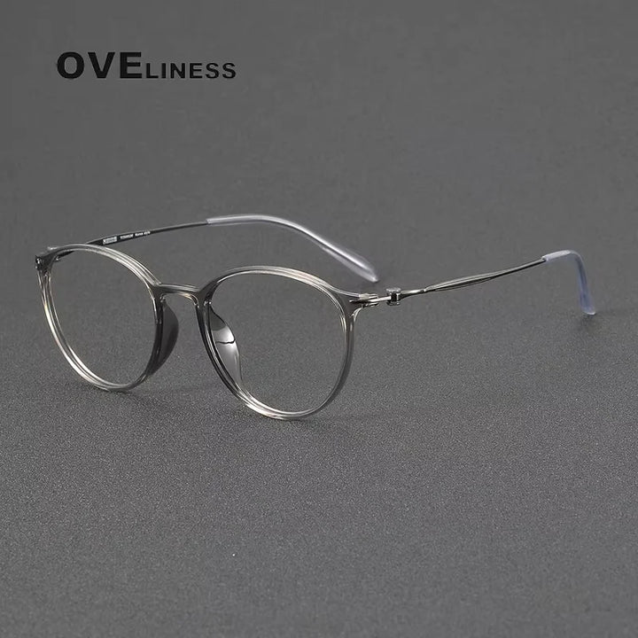 Oveliness Women's Full Rim Round Acetate Titanium Eyeglasses 78664