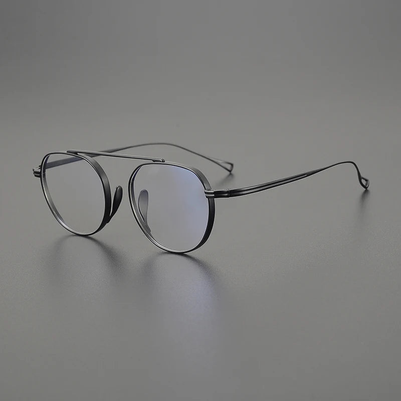 Black Mask Unisex Full Rim Polygon Square Titanium Eyeglasses 49503 Full Rim Black Mask Black