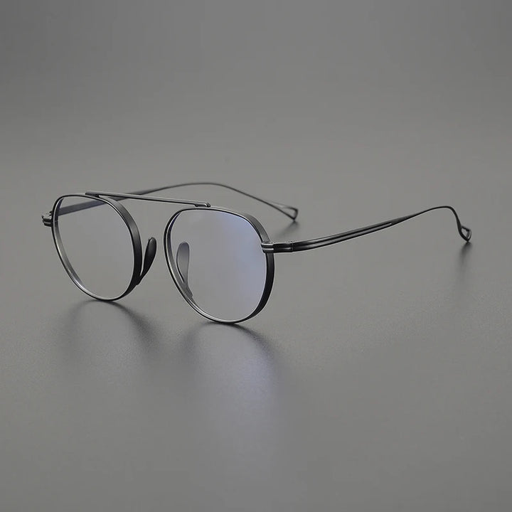 Black Mask Unisex Full Rim Polygon Square Titanium Eyeglasses 49503 Full Rim Black Mask Black